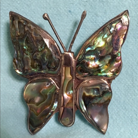 Mexico Jewelry - Butterfly, silver and abalone.